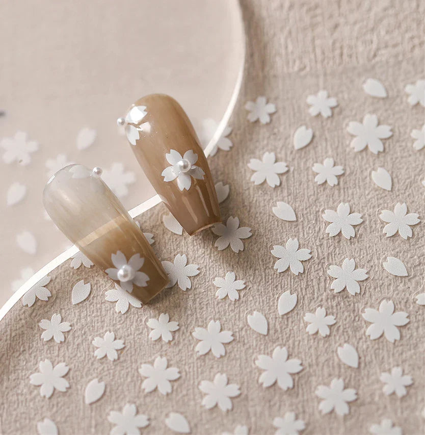 Romantic Cherry Blossom Sakura Flower Petal Leaf Self Adhesive Nail Art Stickers Rhinestone Shiny Flat Petalage Manicure Decals (ONLINE ORDER ONLY)
