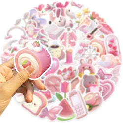 50PCS Kawaii Pink Love PVC Sticker Aesthetic Korean Stationery Decoration Scrapbooking School Supplies for Kids (ONLINE ORDER ONLY)