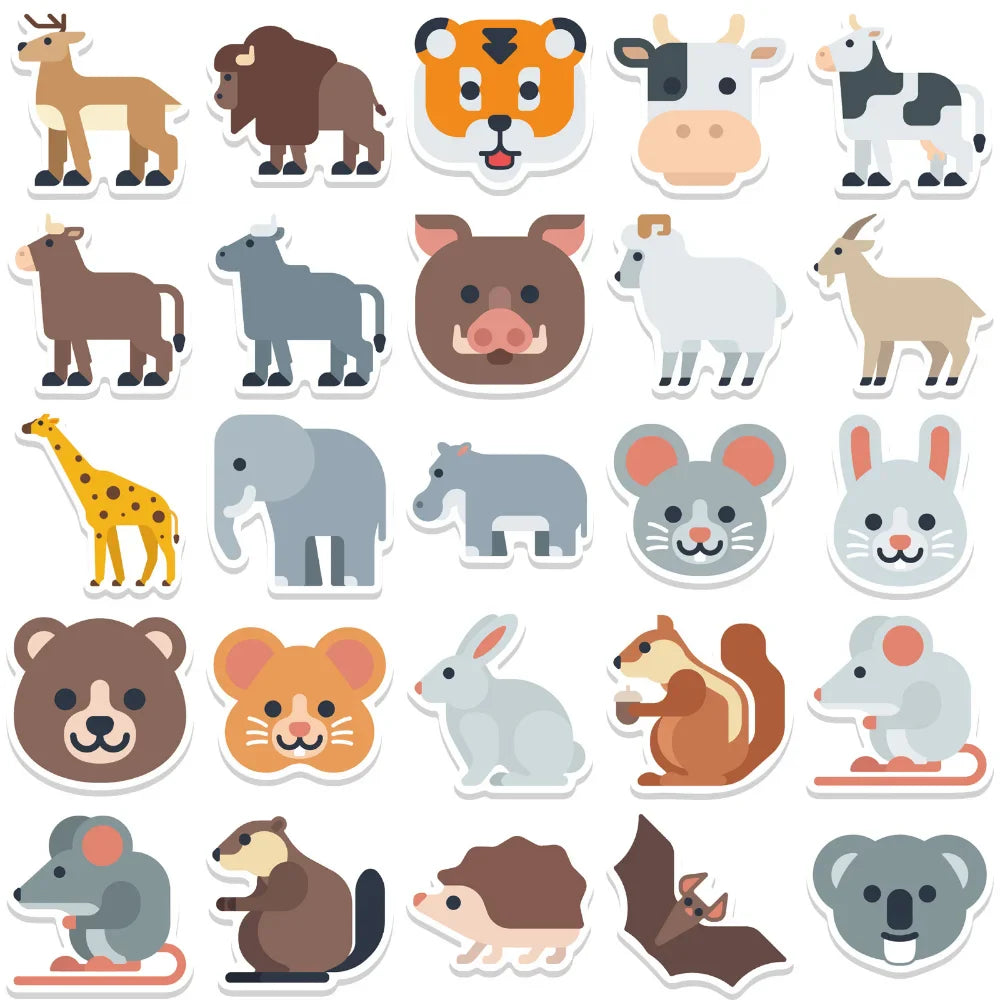 10/52Pcs Cute Cartoon Animal Stickers Motorcycle Luggage Guitar Skateboard Cool Graffiti Sticker for Kid Decal Toys Gift (ONLINE ORDER ONLY)