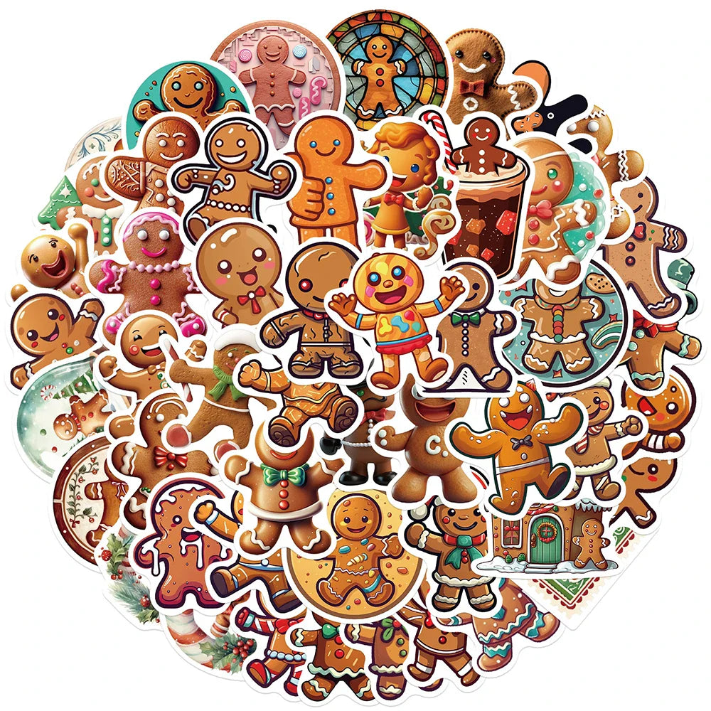 Gingerbread Man Stickers Christmas Decals Gift DIY Notebook Fridge Laptop (Online Order Only)