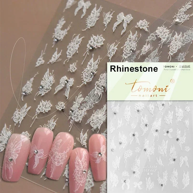 Dreamy Chic Butterfly Flower Bowknot Square Rhinestone Crystal 5D Self Adhesive Nail Art Stickers Fantasy Shiny Manicure Decals (ONLINE ORDER ONLY)