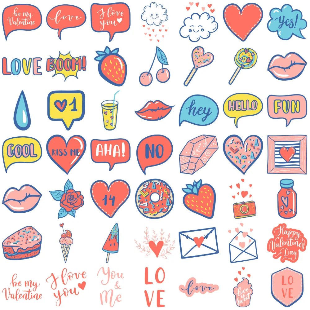 50/100pcs Valentine Stickers For Notebook Car Laptop Scrapbooking Material Adesivos Craft Supplies Vintage Pink Love Sticker (ONLINE ORDER ONLY)