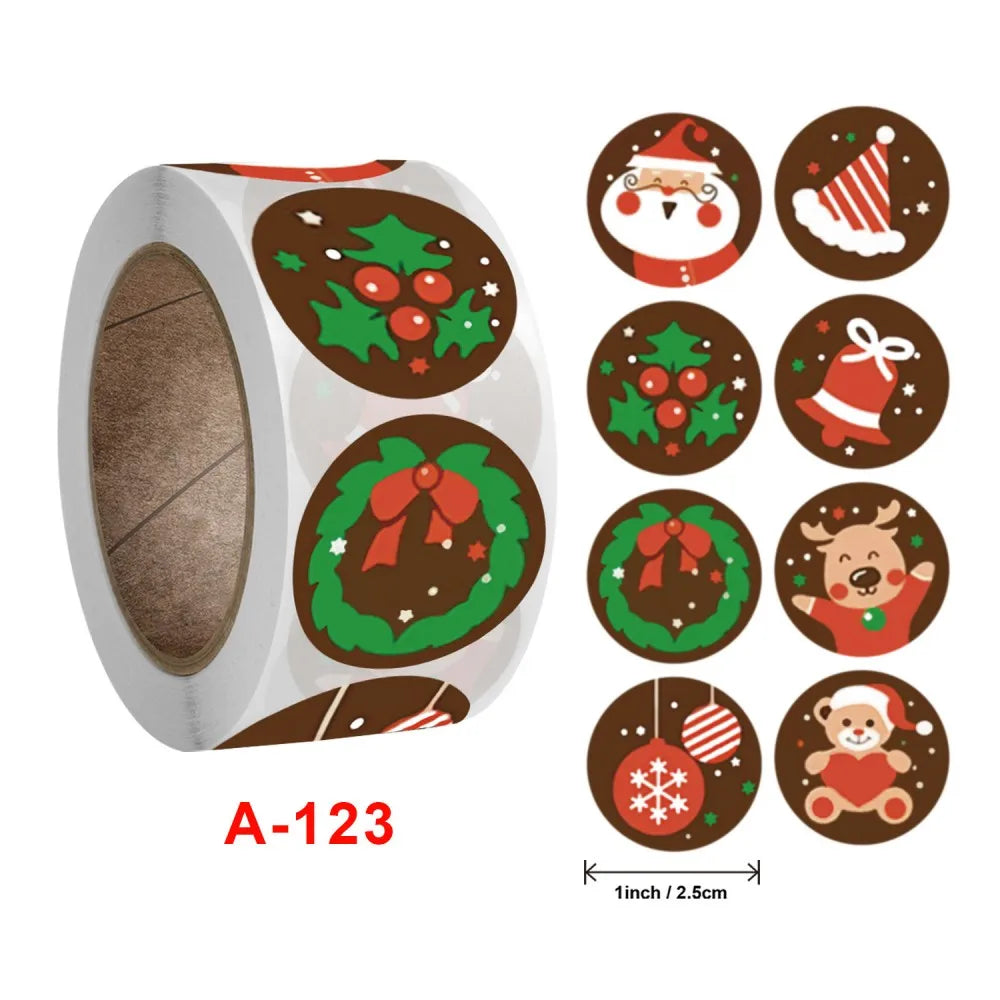 50-500Pcs Cartoon Merry Christmas Tree Label kids Stickers for Gift Package Wrapping Festival Party Baking Paper Seal Stickers (ONLINE ORDER ONLY)