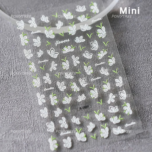 Delicate Shiny Pink Flower Blue Hairpin with Flower Decoration Self Adhesive Nail Art Stickers Pearl Rhinestone Manicure Decals (Online Order Only)
