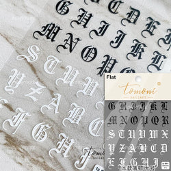 Romantic White Black Capital English Letters Chic Gold Punk Colorful Stamp Word 3D Self Adhesive Nail Art Sticker Manicure Decal (ONLINE ORDER ONLY)