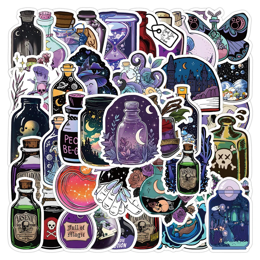 Gothic Magic Cartoon Stickers: 10/30/50pcs Waterproof Decals for Laptop, Guitar, Skateboard, Phone (ONLINE ORDER ONLY)
