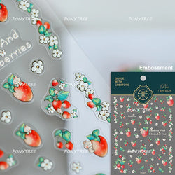 Strawberry Retro Lace Border  Flower Lovely Fruit Pearl Pendant Leaves Self Adhesive Nail Art Stickers Manicure Decal Wholesale (Online Order Only)