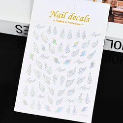 Gold Silver Wing Nail Art Stickers 3D Metal Chain Heart Love Sun Moon Star Gel Polish Adhesive Manicure Slider Decor Accessories (ONLINE ORDER ONLY)