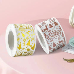 120pcs Rectangle Gold Foil Sticker Rose Gold Merry Christmas Stickers Gift Seal Labels Shipping Stickers For Decoration Envelope (Online Order Only)