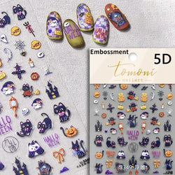 Cat Eye Halloween Terror Spider Cross Rose Love Heart Flower Snake Web Candy Bunny Thrilling Nail Art Stickers Manicure Decals (Online Order Only)