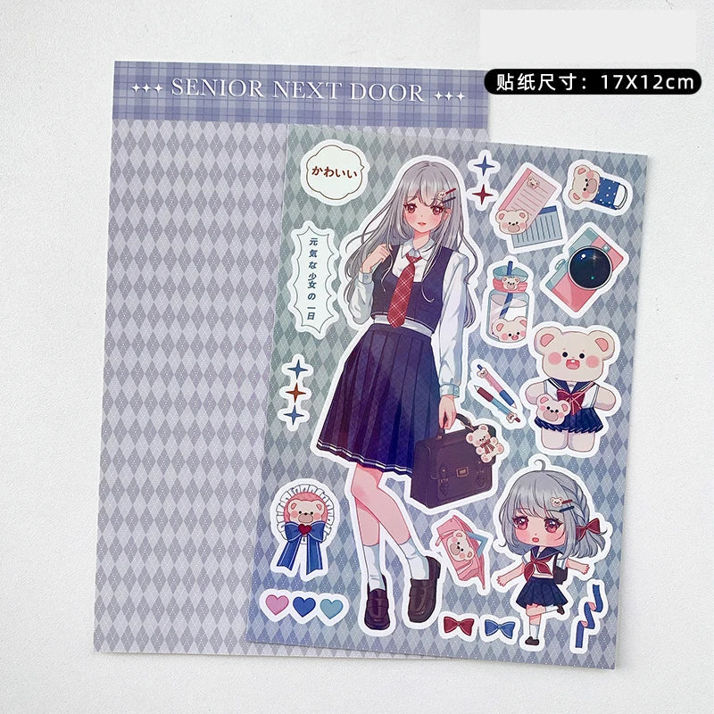 Korean ins Cute Pretty Girls Sticker Diary Scrapbooking DIY Album Decoration Sticker Aesthetic Personalized Kawaii Stationery (Online Order Only)