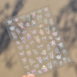 White Pink Baby Child Angel Wing Heart Bowknot Leaves Key Star Cupid's Arrow Archery Adhesive Nail Art Stickers Manicure Decals (ONLINE ORDER ONLY)