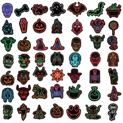 10/30/50PCS Cool Horror Monster Neon Light Stickers Graffiti Halloween Decoration Wall Decal DIY Luggage Phone Laptop Bike Toys (ONLINE ORDER ONLY)