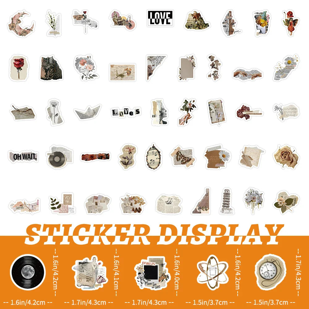 10/30/50/100pcs Retro Cartoon Art Ins Style Stickers Vintage Decals Laptop Fridge Phone Scrapbook Funny Stationery Sticker Toys (Online Order Only)