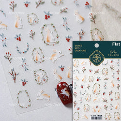 Graffiti Rabbit Dog Bunny Milk Strawberry Jewel Candy Knife Envelope Soft Relief Adhesive Nail Art Stickers Cute Manicure Decals (Online Order Only)