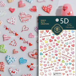 Black Silver Bowknot Love Heart Lace Irregular Line Lava Chic Self Adhesive Nail Art Stickers Embossed Reliefs Manicure Decals (Online Order Only)