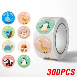 100-500pcs Cute Cartoon Animal Sticker Thank You Stickers for Gift Party Birthday Package Wrapping Baking Label (ONLINE ORDER ONLY)