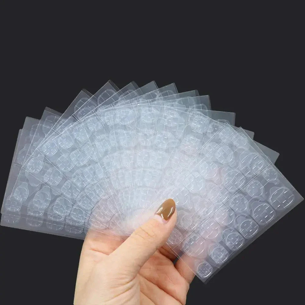 600PCS Double Sided Glue Nail Sticker Adhesive Tabs Waterproof Breathable Fake Nail Glue Stickers Jelly False Nails Tips (Online Order Only)