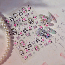 Panda Bamboo Butterfly Pattern Totem Figure Peony Flower Love Heart Adhesive Nail Art Stickers Embroidery Pearl Manicure Decals (ONLINE ORDER ONLY)