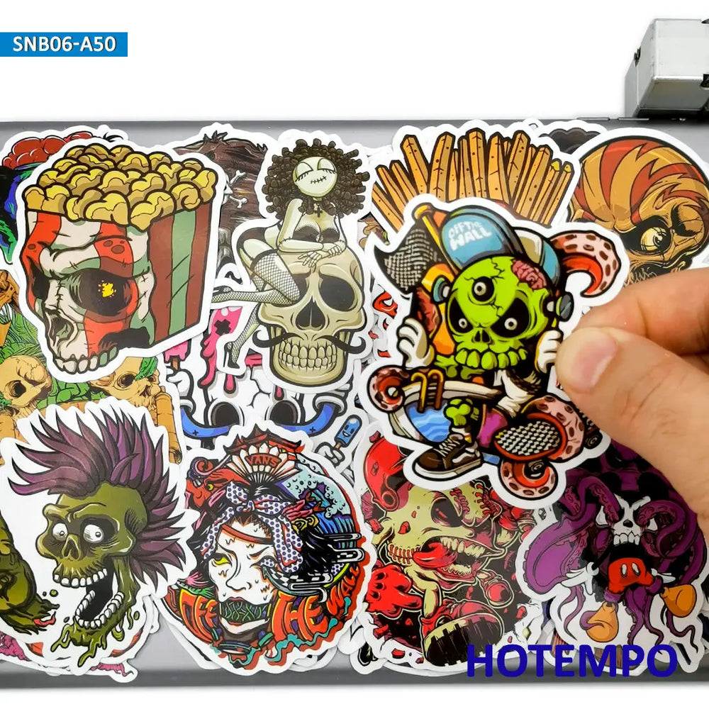 50Pieces Funny Zombie Devil Decal Demon Skeleton Horror Stickers for Luggage Bike Skateboard Motorcycle Car Phone Laptop Sticker (ONLINE ORDER ONLY)