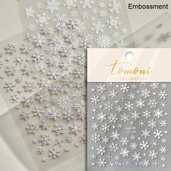 Shiny White Pink Blue Gold Snowflakes Hexagon Water Bubbles Winter 5D Self Adhesive Nail Art Stickers Rhinestone Manicure Decals (ONLINE ORDER ONLY)
