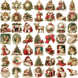 50pcs Retro Cute Santa Claus Christmas Cartoon Stickers Laptop Phone Scrapbook Suitcase Wall Sticker Kids Classics Toys (ONLINE ORDER ONLY)