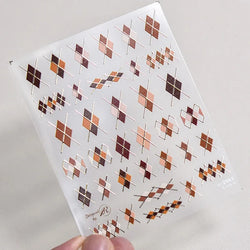 French Style Geometric Black White Square Grid Rhombus Stripe 3D Self Adhesive Nail Art Stickers Shiny Rhinestone Manicure Decal (ONLINE ORDER ONLY)