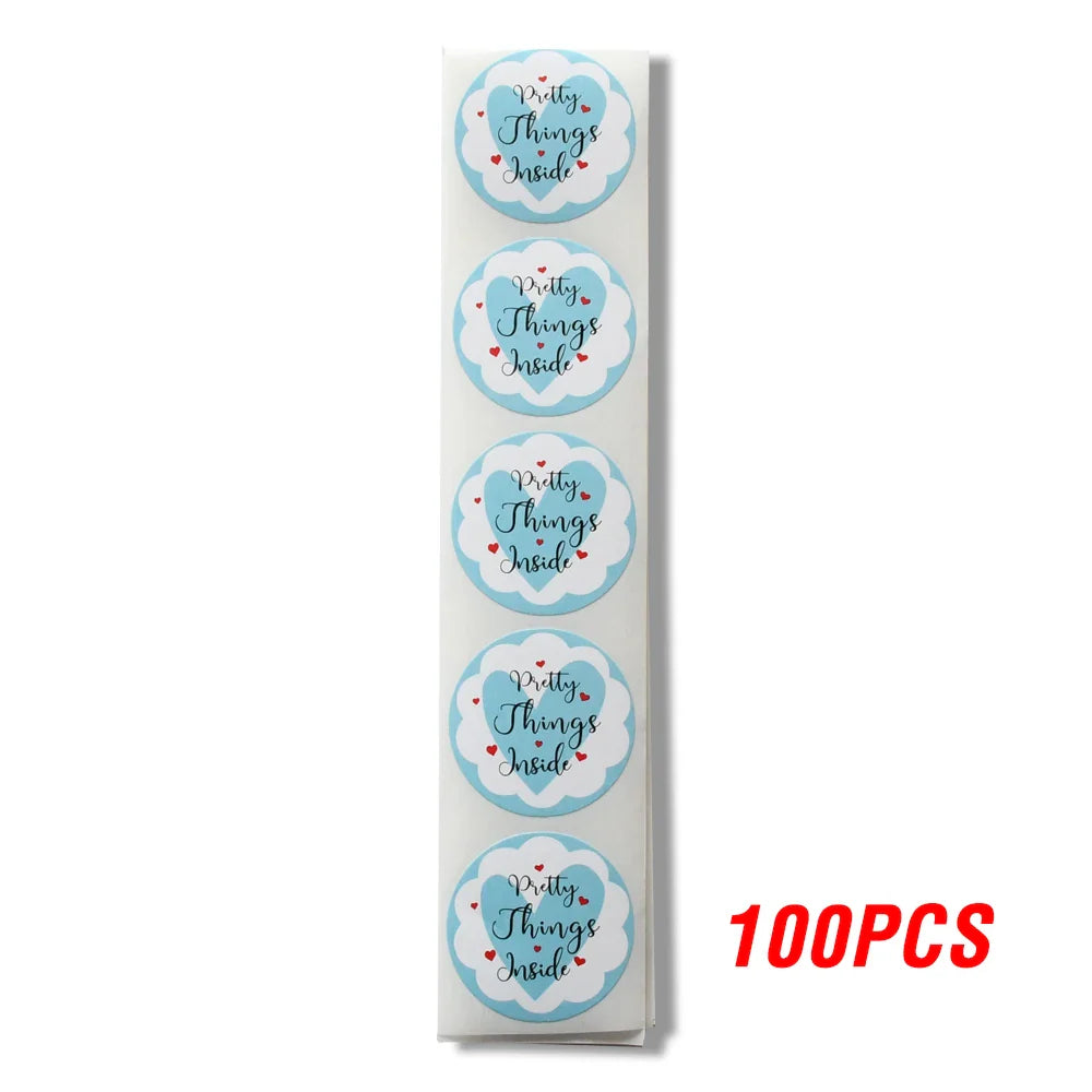 100-500pcs Round Paper Pink Pretty Things Inside Stickers Gold Thank You Stickers For Small Business Packaging Seal Label (ONLINE ORDER ONLY)