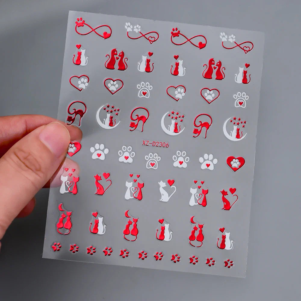 1pc Bohemian Valentine Nail Stickers 3D Self-Adhesive Fantasy Nail Art Glitter Sun, Heart, Lock, Star & Moon Designs Nail Decals (ONLINE ORDER ONLY)