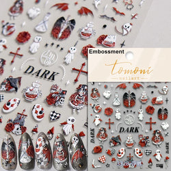 Gothic Dark Spider Butterfly Cross Flame Wings Halloween Horror Rose Flower Rabbit Pumpkin Bear Nail Art Stickers Manicure Decal (ONLINE ORDER ONLY)