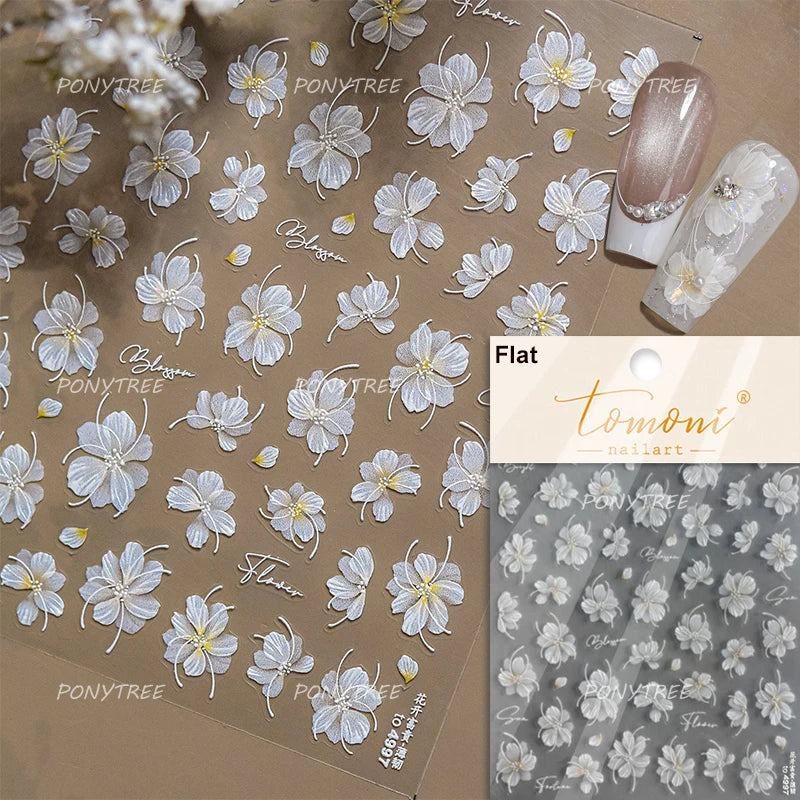 Camellia Tea After Rain Fragrant Flower Paint in Gold White Antique Chinese Characters Adhesive Nail Art Stickers Manicure Decal (ONLINE ORDER ONLY)