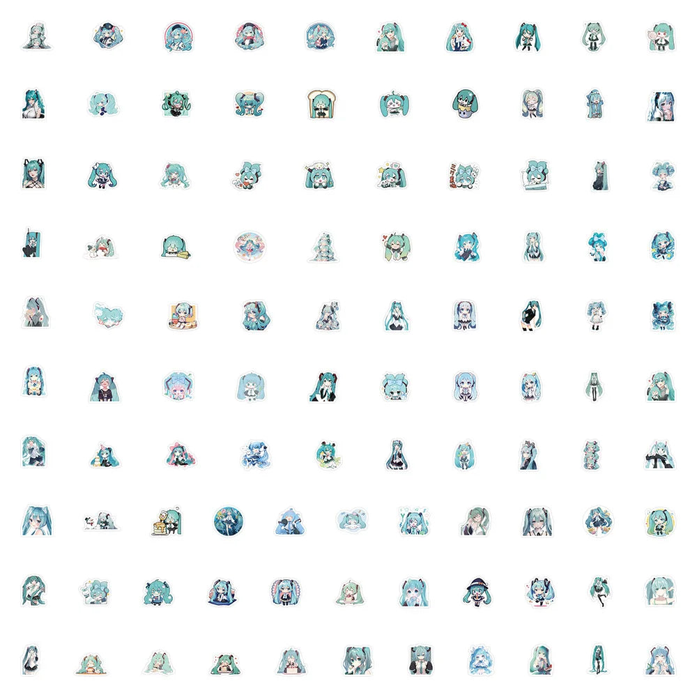 10/30/50/100PCS Kawaii Hatsune Miku Stickers Blue Cartoon Sticker Fridge Luggage Laptop Phone Guitar Skateboard Graffiti Decals (ONLINE ORDER ONLY)