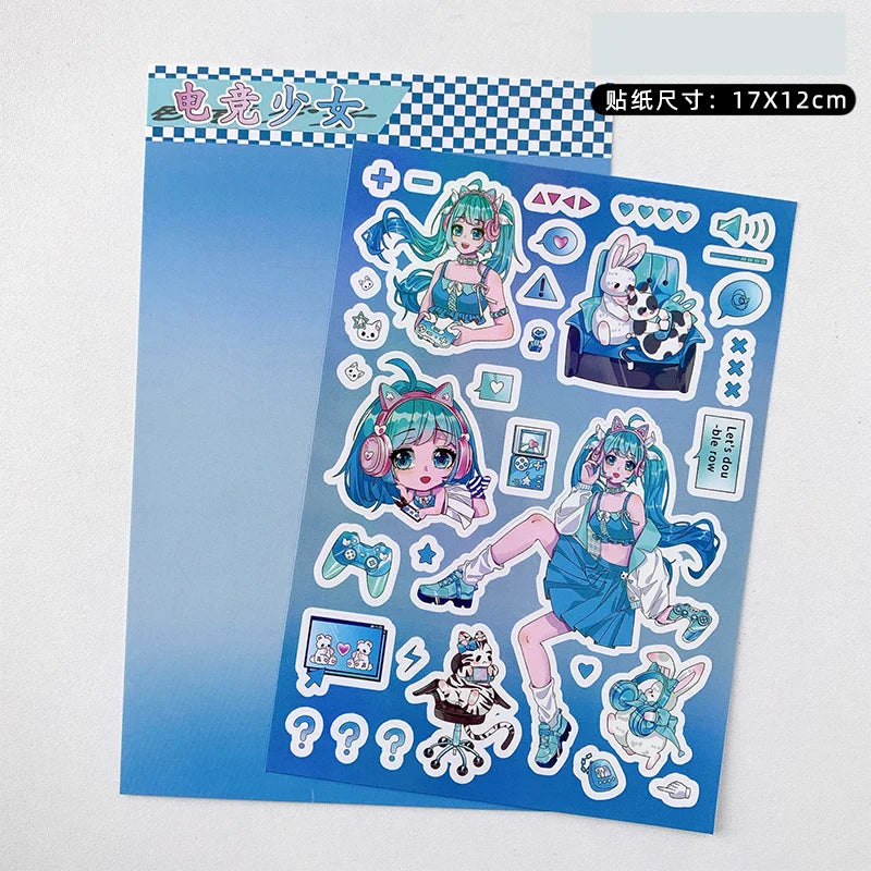 Korean ins Cute Pretty Girls Sticker Diary Scrapbooking DIY Album Decoration Sticker Aesthetic Personalized Kawaii Stationery (Online Order Only)