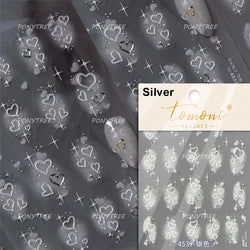 Black Punk Star Heart Laser Stroke Dark Wind Sexy Water Droplet Delicate Adhesive Nail Art Decorations Stickers Manicure Decals (ONLINE ORDER ONLY)