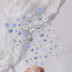 Delicate Tender Purple Butterfly Seal Pattern Insect Shiny Golden Stroke Nail Art Decoration Sticker Dressy Laser Manicure Decal (ONLINE ORDER ONLY)