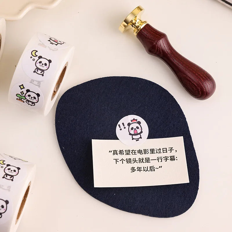 100-500Pcs Cartoon Panda Label Roll for Envelope Encourage Praise Student Work Stationery Seal Lable Children's Day Reward (ONLINE ORDER ONLY)