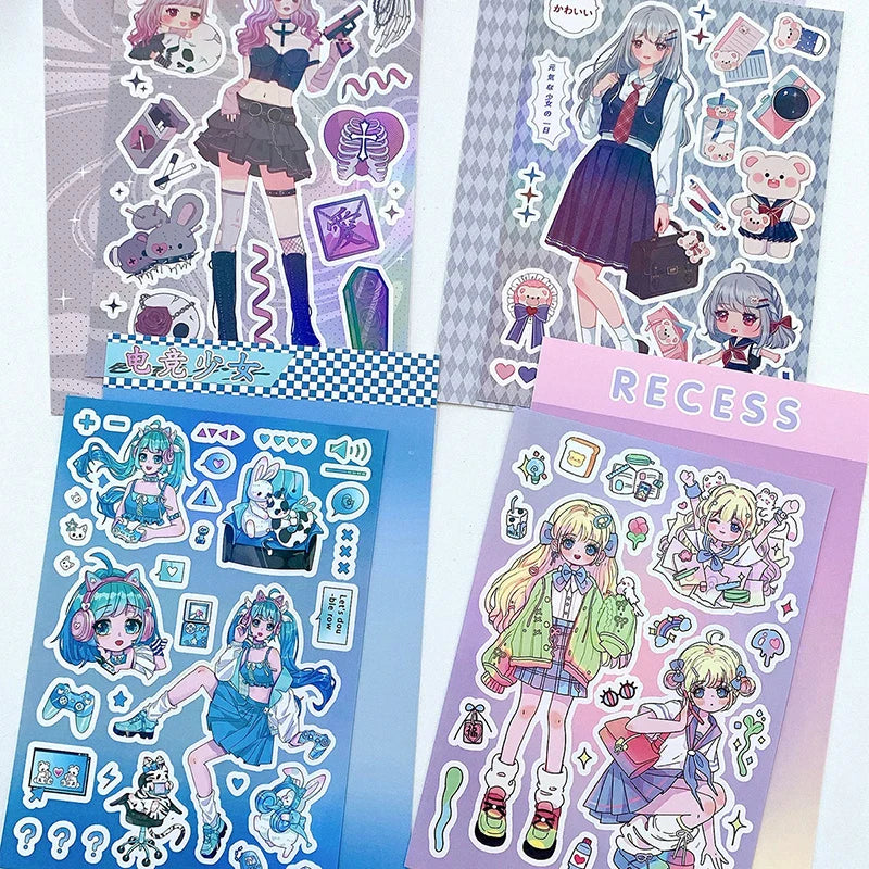 Korean ins Cute Pretty Girls Sticker Diary Scrapbooking DIY Album Decoration Sticker Aesthetic Personalized Kawaii Stationery (Online Order Only)