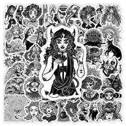 Fantasy Gothic Witch Stickers Black White DIY Toys Gift Decorative Decal for Laptop Phone Scrapbook Diary Luggage Waterproof (ONLINE ORDER ONLY)