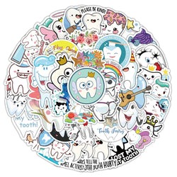 10/30/50pcs Cute Funny Cartoon Protect Teeth Graffiti Stickers Kawaii Laptop Phone Suitcase Decoration Stationery Sticker Toys (ONLINE ORDER ONLY)