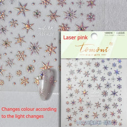 Winter Christmas Crystal Delicate Hexagon Romantic Laser Silver Chic Snowflakes Self Adhesive Nail Art Sticker 5D Manicure Decal (ONLINE ORDER ONLY)