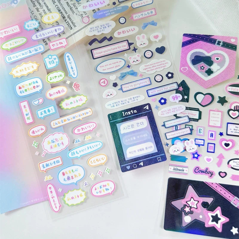 1Pc New Cute Dialog box Sticker Y2K Flakes Idol Card Album Deco Scrapbook DIY Material Decoration Stationery Stickers Aesthetic (ONLINE ORDER ONLY)