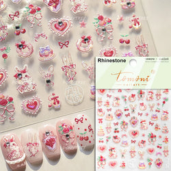 Graffiti Rabbit Dog Bunny Milk Strawberry Jewel Candy Knife Envelope Soft Relief Adhesive Nail Art Stickers Cute Manicure Decals (Online Order Only)