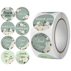 100-500PCS seals stickers Thank You Stickers for Business New Small Merci Roll Sticker Packaging Sticker Flower Rolling Label (ONLINE ORDER ONLY)