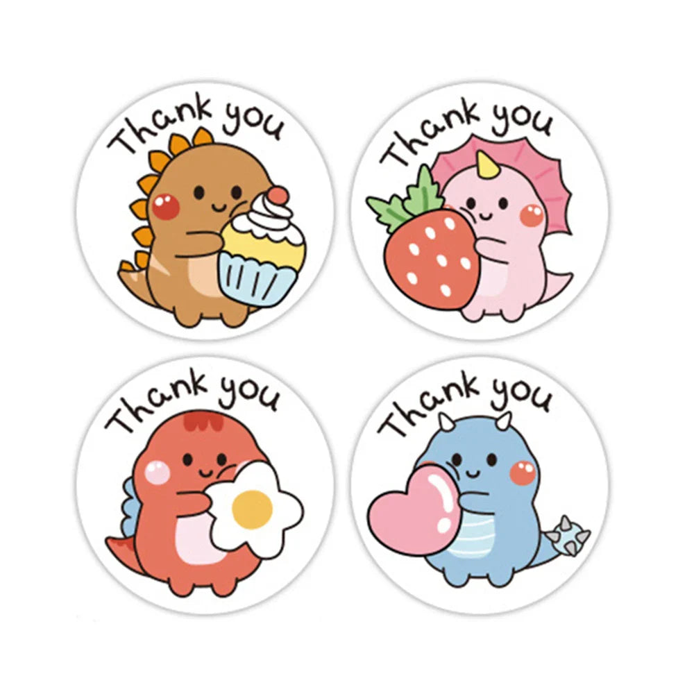 50-300pcs 1 Inch Thank You Stickers Cartoon Dinosaur Labels for Packaging Baking Labels Gifts Seal Decor Children's Stickers (Online Order Only)