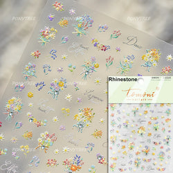 Gold Foil Dried Flowers Leaf Floral Print Daisy Rose Flower Peach Blossom Adhesive Nail Art Decoration Sticker Manicure Decals (ONLINE ORDER ONLY)