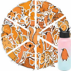 50PCS Cartoon Orange Animals Stickers For Laptop Suitcase Skateboarding Snowboard Retro Vinyl Home Sticker Cute Graffiti Decals (ONLINE ORDER ONLY)