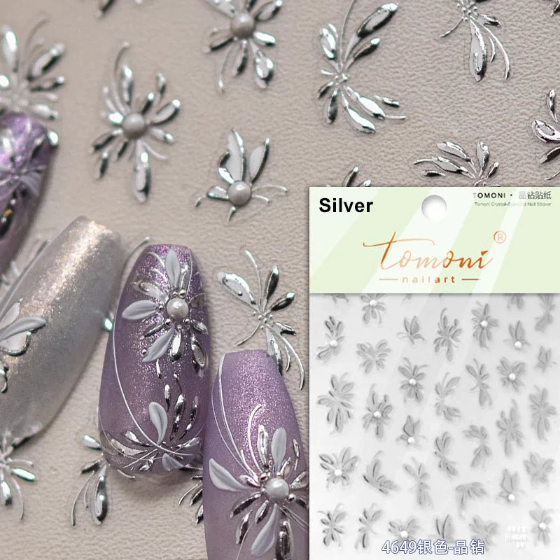 Dreamy Chic Butterfly Flower Bowknot Square Rhinestone Crystal 5D Self Adhesive Nail Art Stickers Fantasy Shiny Manicure Decals (ONLINE ORDER ONLY)