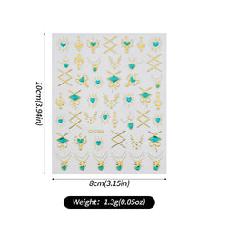 1pc Bohemian Valentine Nail Stickers 3D Self-Adhesive Fantasy Nail Art Glitter Sun, Heart, Lock, Star & Moon Designs Nail Decals (ONLINE ORDER ONLY)