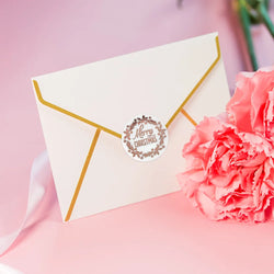 100-500pcs Rose Gold Merry Christmas Stickers Self-adhesive Holiday Stickers For Christmas Decors Wedding Party Cards Label (Online Order Only)