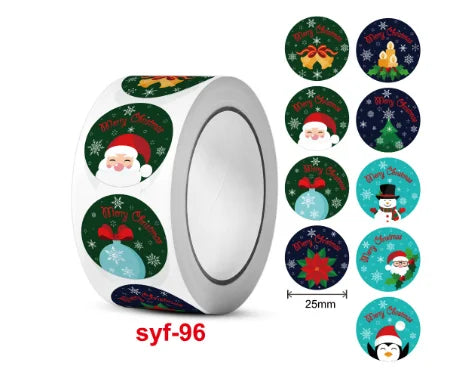 New kraft Paper Christmas White Snowflake Santa Claus Stickers Party Decoration Gift Sealer Office Stationery (ONLINE ORDER ONLY)